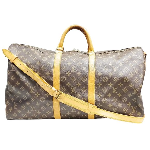 348502F V Louis Vuitton Travel Bag Keepall Bandouliere 55 Brown Monogram - Picture 1 of 9